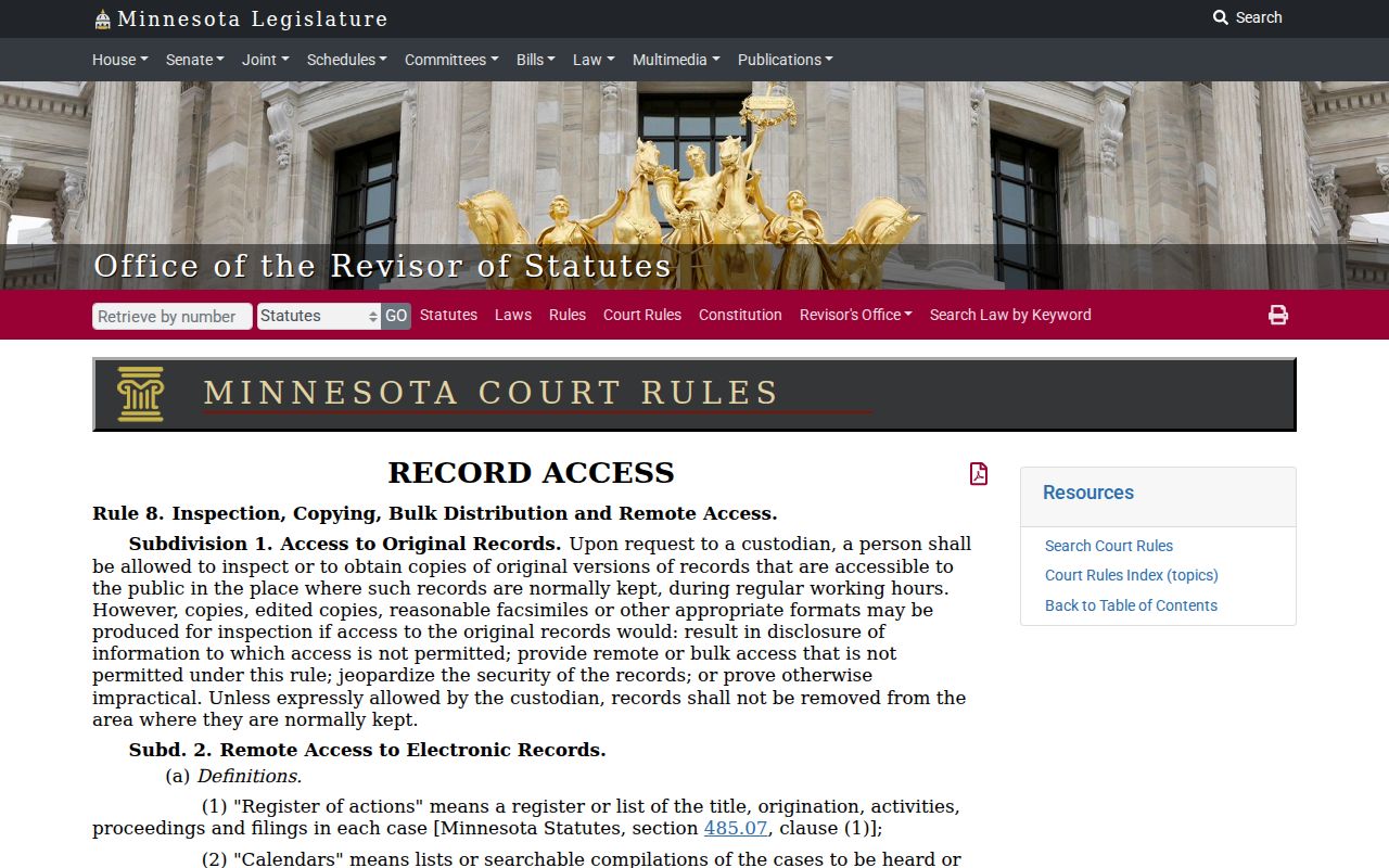 Big Stone County court records Rule 8 public access information