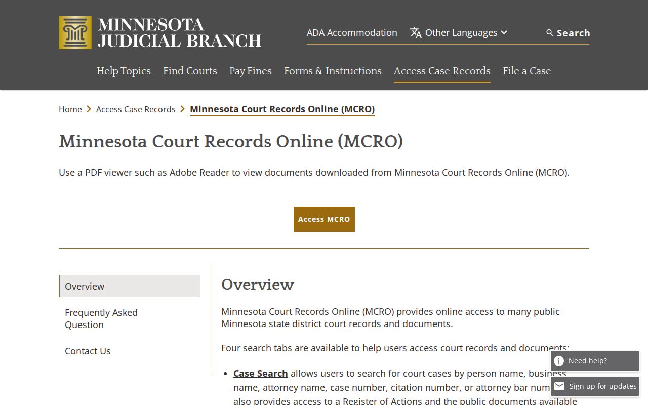 Big Stone County court records MCRO public access information
