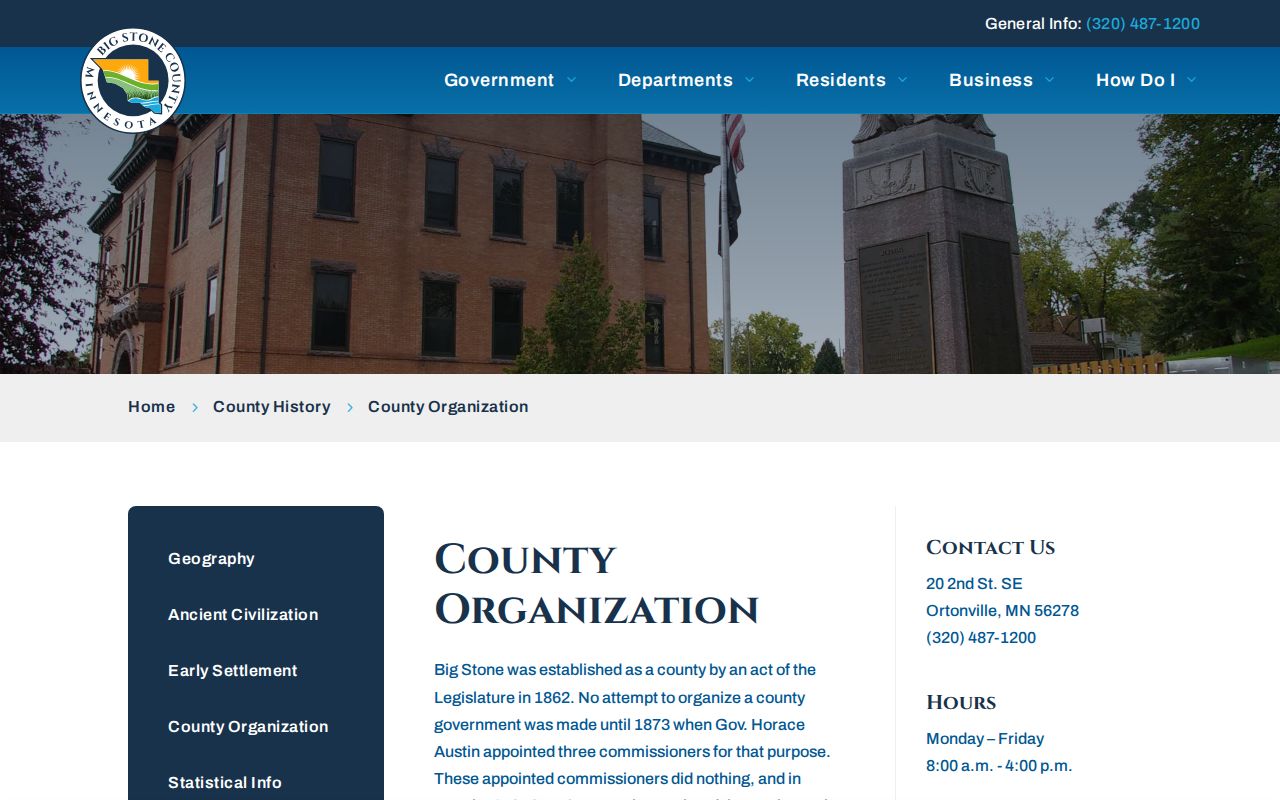 Big Stone County court records and county organization history