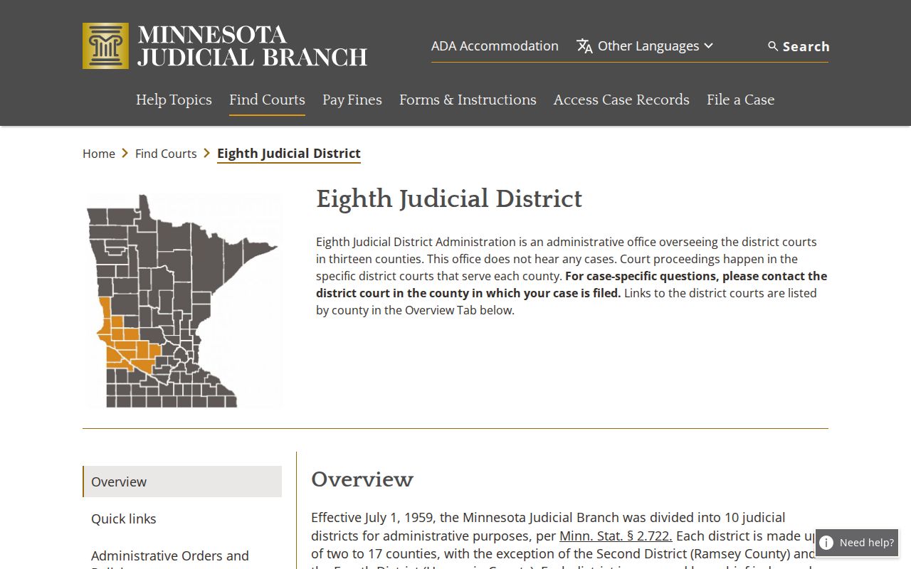 Big Stone County court records and Eighth Judicial District information